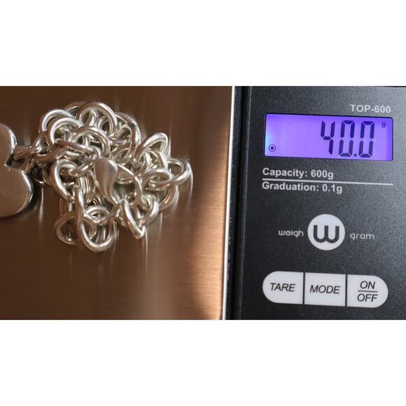 Retired James Avery 925 Cable With Large Heart Chain Bracelet 40G / 8in / 9.9mm - Picture 5 of 5